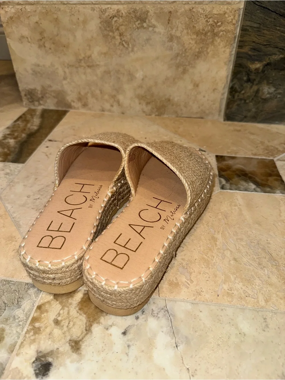 Matisse Beach Jute Espadrille Platform Slide Sandals Tan Size 9 Like New